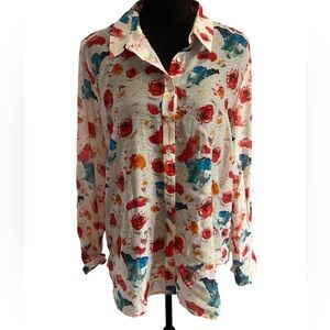 Charlie Jane Red and Blue Floral Button Down Shirt
